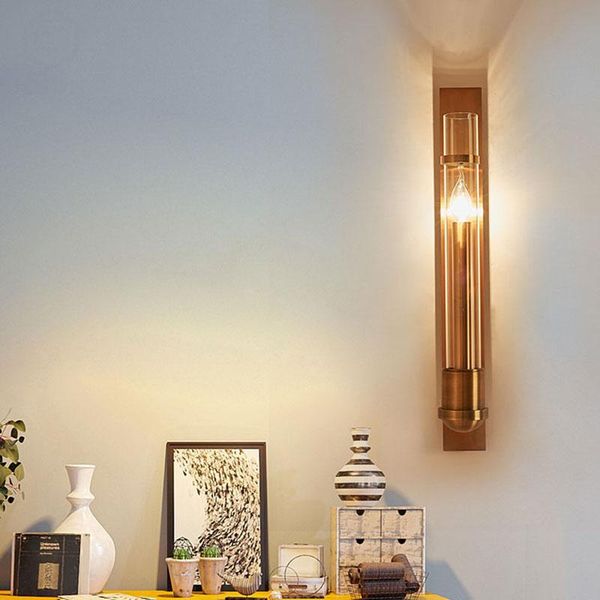 

wall lamps american simple copper lamp golden living room television background aisle bedside corridor toilet mirror