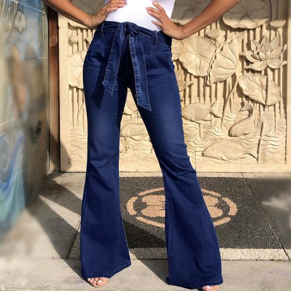 

women's jeans blue flare women high waist streetwear denim trousers flared pants office lady black boot cut wide leg