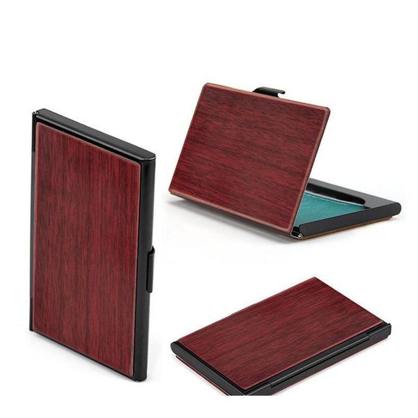 

fashion business credit card holder women metallic wooden rfid wallet male bank id name card case porte carte cardho qylecx