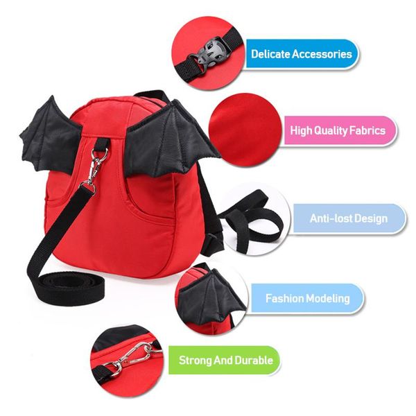 

backpack cute kids anti-lost mini 3d cartoon bat wings school bags adjustable pulling rope backpacks children girl boy baby gift