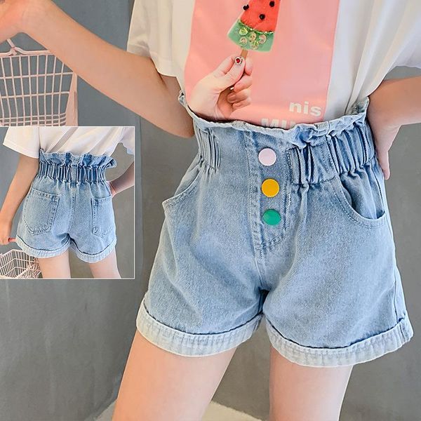 

shorts 2021 girls summer clothes fashion buttons children kids denim for jeans toddler teens 3t-14y, Black