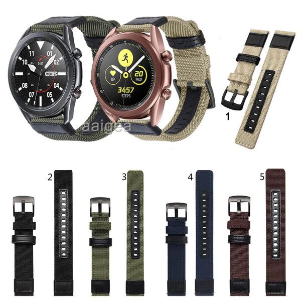 

watch bands woven nylon replacement band sport strap for samsung galaxy watch3 41mm 45mm loop 20mm 22mm, Black;brown