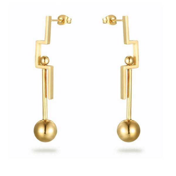 

stud minimalist gold geometric balance drop ball earrings 316 s.steel long hanging earings for women girl wedding party jewelry, Golden;silver