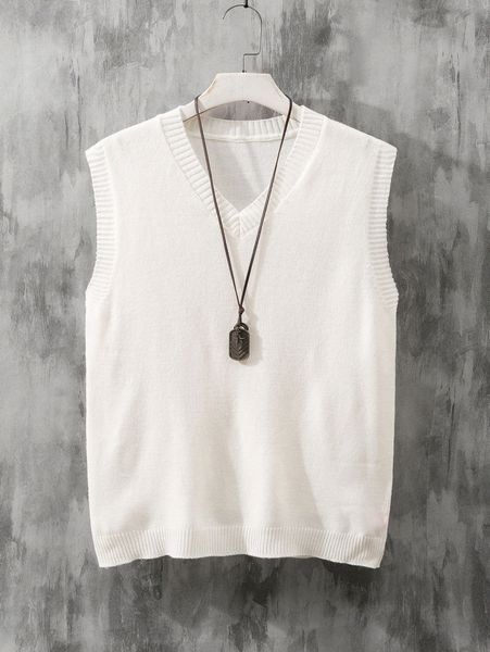 

men solid sweater vest w8gd#, White;black