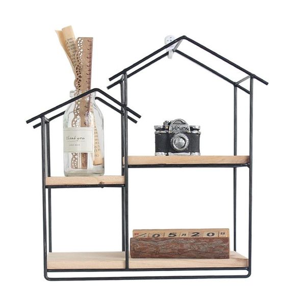 

other home decor creative house wall hanging decoration shelf living room study iron art small book and spaper
