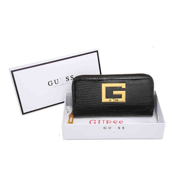 

three 2021 new crocodile purse long women's bag large g-shaped