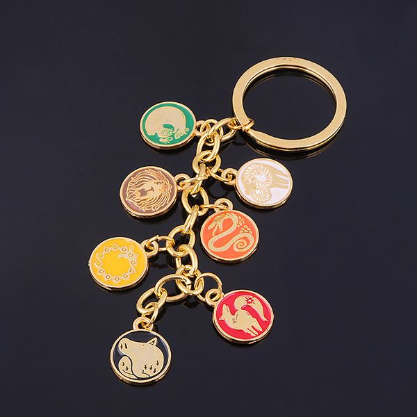 

the seven deadly sins meliodas escanor keychain nanatsu no taizai dragon lion boar goat fox protagonist tattoo key chain jewelry j0306, Slivery;golden