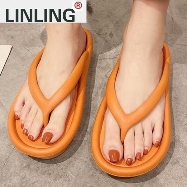 

slippers women thick platform summer beach eva soft sole slide sandals leisure ladies indoor bathroom anti-slip shoes flip flops, Black
