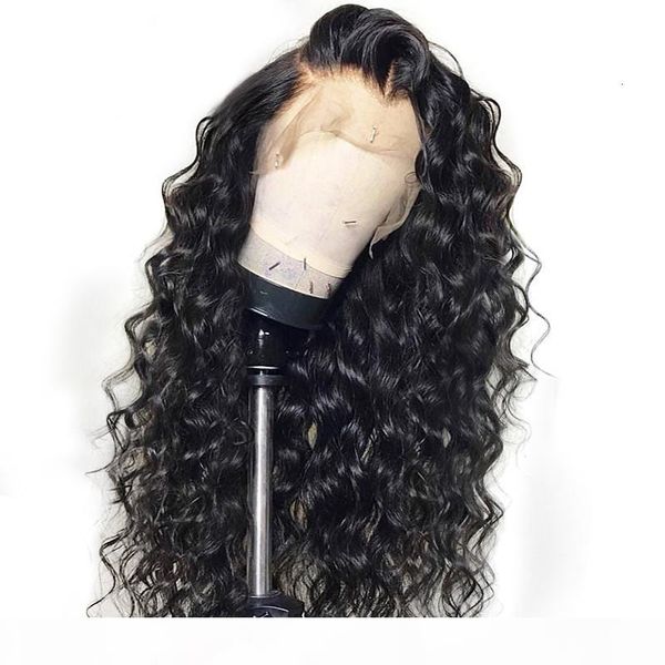 

jerry curly wig peruvian lace front human hair wigs with baby hair water wave lace front wig remy hair pre plucked bleached knots, Black;brown