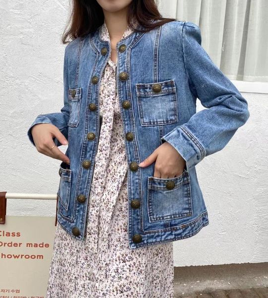 

women's jackets fashion slim slimming casual retro denim jacket, Black;brown