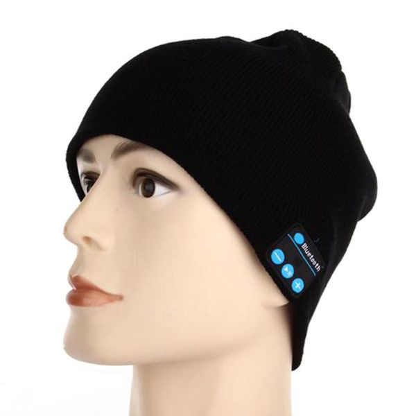 

winter bluetooth usb rechargeable music headset warm knitting beanie hat cap outdoor hats, Black;white