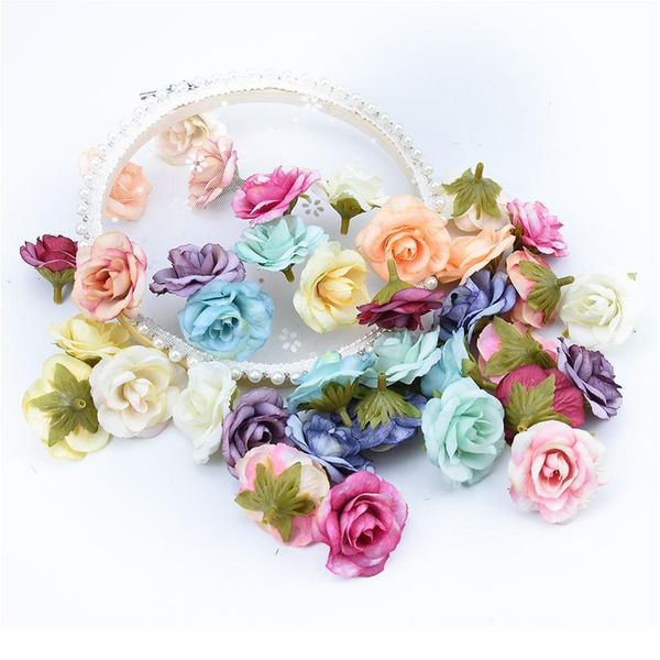 

10pcs 4cm multicolor roses flower wall artificial plants decorative flowers wreaths diy gifts box scrapbook wedding ho qylxic