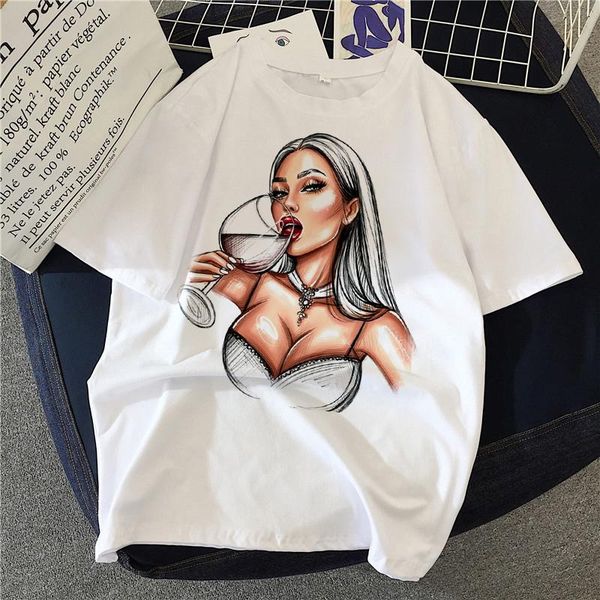 

women's t-shirt glamour girl printed t shirt women 90s graphic harajuku tee cute short sleeve animal tshirt female tshirts, White