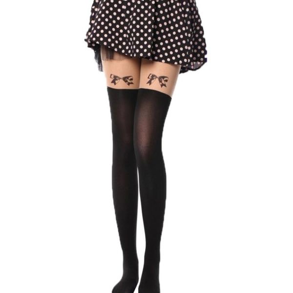 

socks & hosiery 21 styles tight harajuku women pantyhose stocking personality bow heart stitching knee boots nylon tights, Black;white
