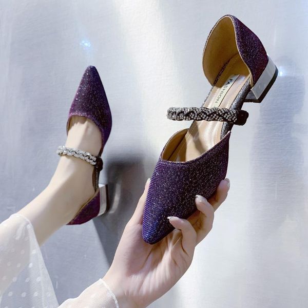 

sandals fashion womens shoes 2021 clear heels female sandal all-match luxury low girls rhinestone closed block elastic band high su, Black