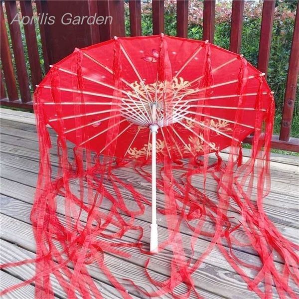 82 cm Kırmızı Çiçek Antik Yağ Kağıdı Şemsiye Yağmur Geçirmez Çin Düğün Cheongsam Paraguas Guarda Chuva Emsiye Japonya Sombrilla 211025