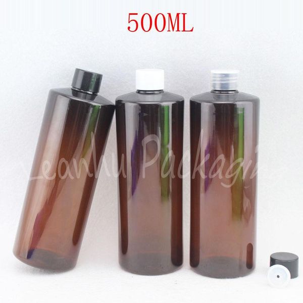 

storage bottles & jars 500ml brown flat shoulder plastic bottle , 500cc shampoo / lotion toner sub-bottling empty cosmetic container ( 14 pc
