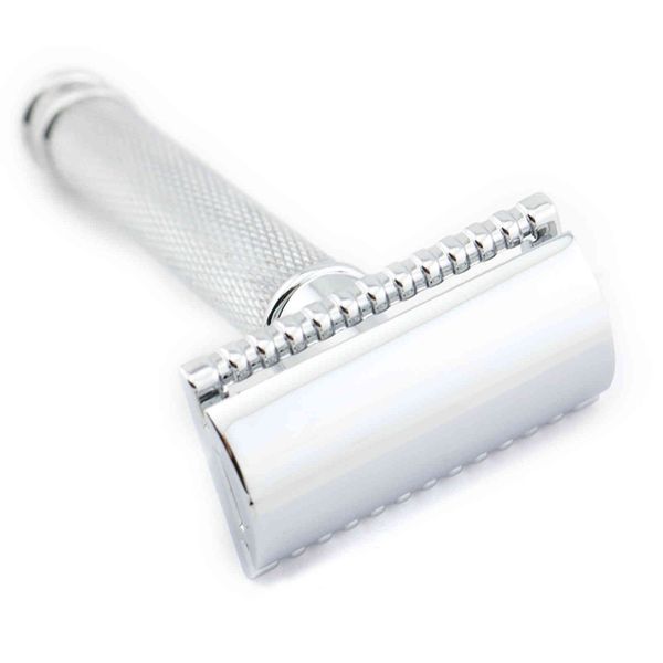 

double edge safety shaving silver manual razor classic style 9.8cm anti slip handle lyrebird h1 new