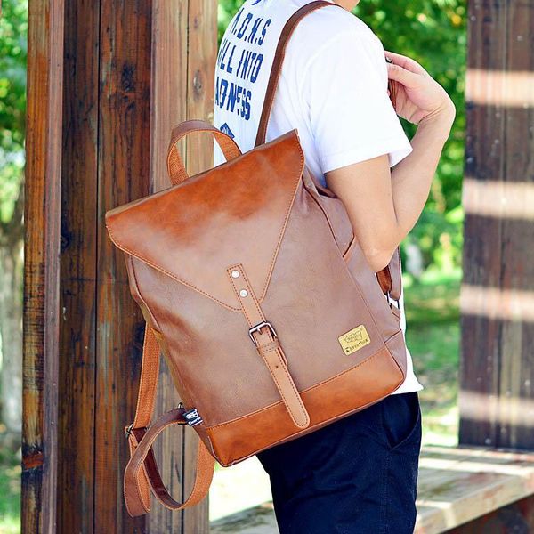 

backpack 2021 men leather backpacks school bags for teenagers boys college bookbag casual laptravel