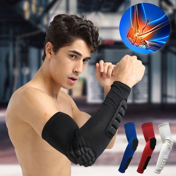 

elbow & knee pads 1pcs sports arm compression sleeve crashproof protector for outdoor basketball football bicycle support guard, Black;gray
