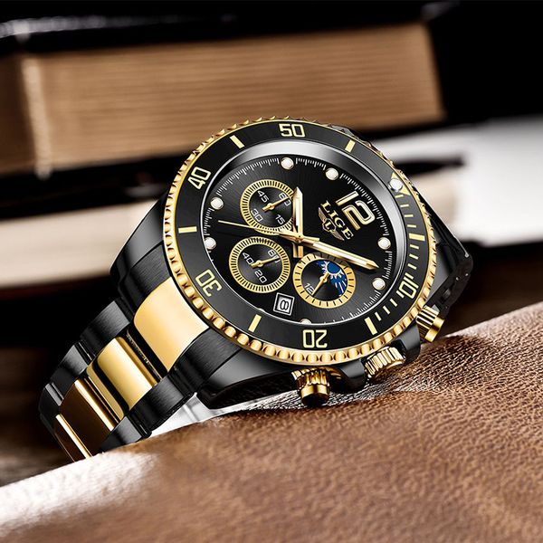 

2021 new arrival mens watches lige brand luxury diver watch for men sports chronograph quartz wristwatch relogio masculino, Silver