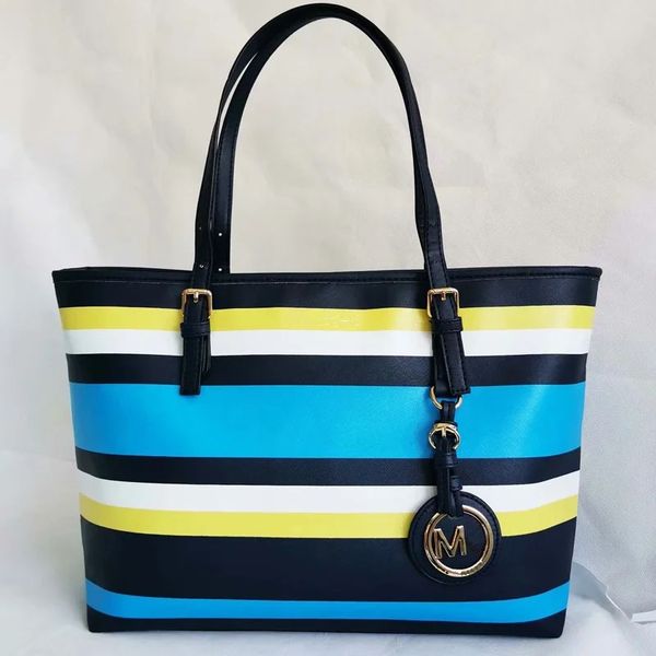 

color-bar tote bag fashion handbags designer women shoulder bags ladies handbag large capacity purse day clutch pocket