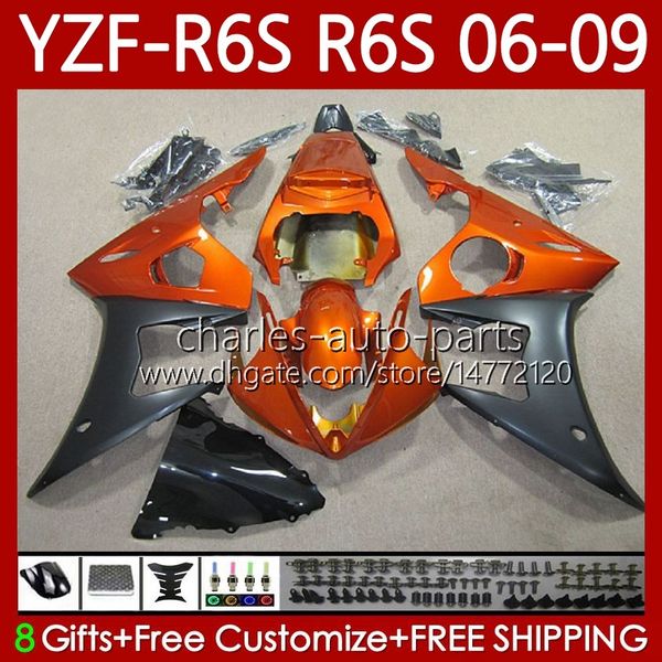 Motorradverkleidungen für Yamaha YZF R6 S 600 CC YZF600 YZF-R6S 2006 2007 2007 2009 Körper 96NO.144 YZF-600 600cc Orange Black YZFR6S 06-09 YZF R6S 06 07 08 09 OEM-Karosserie-Kit