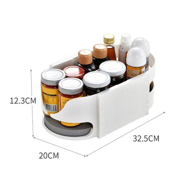 

double roller rotating storage box kitchen refrigerator beverage beer rack roto caddy swivel organizer