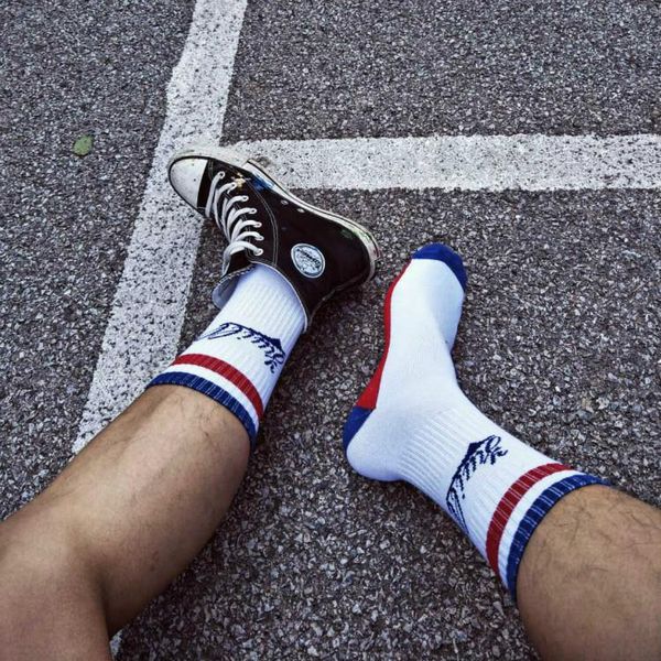 

5 pairsoriginal fashion brand personality stockings fun pattern text student middle tube tide socks cotton skateboard male, Black