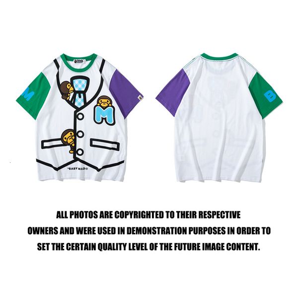 

t shirt chaopai ape head little monkey cartoon vest color matching men's casual bottom shirt, White