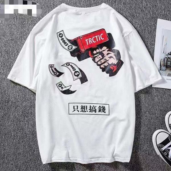 

big and tall of men clothes fashions half short sleeve fashion around the neck cotton printing shirt man abkn, White