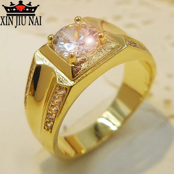

cluster rings brand classic men gift jewelry 925 silver gold color engagement ring cz diamant wedding for 14k, Golden;silver