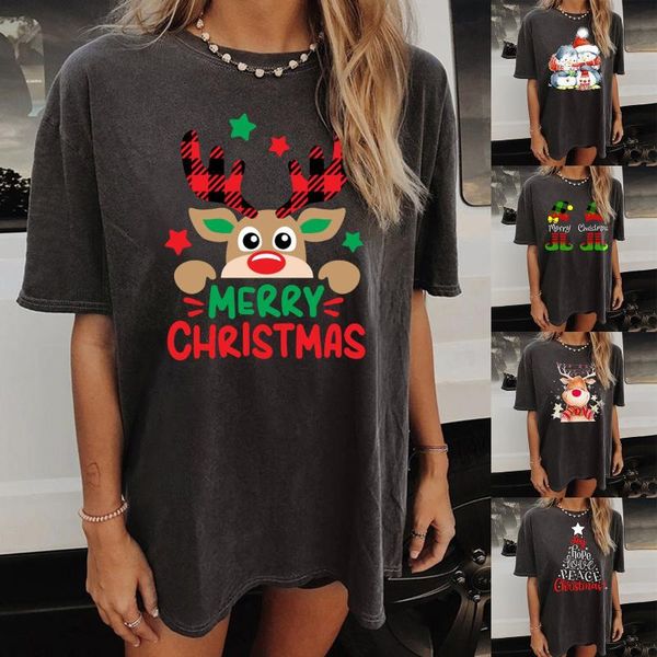 

women's t-shirt suitable all seasons cute cartoon t shirt women fashion christmas harajuku short sleeve white tshirt clothing
