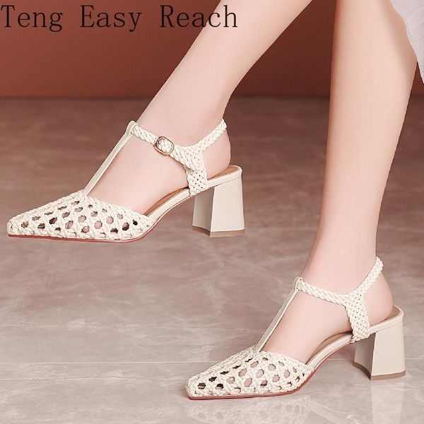 

genuine leather summer sandals for women shoes 2021 new fashion cut-outs white sandals ladies pointed toe party wedding shoes, Black