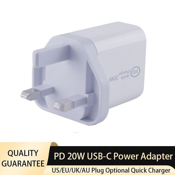 

type-c port 20w pd quick safety charger for iphone 12 eu us uk au plug 20v1a fast charging adapter wall charger
