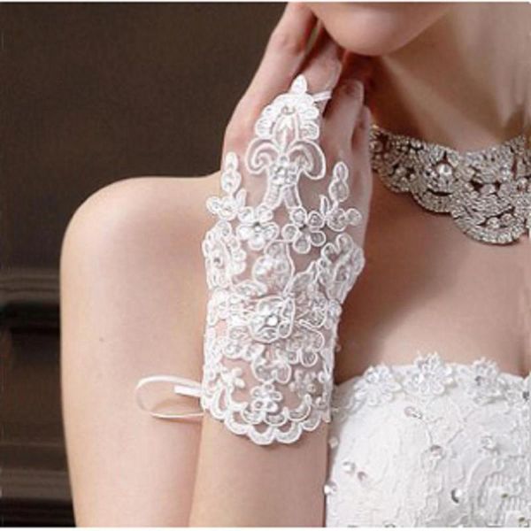 

bridal gloves bride wedding lace short paragraph mitts accessories white