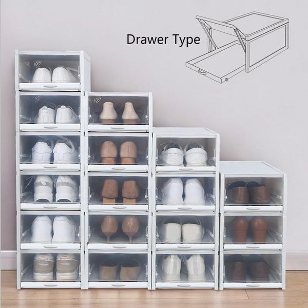 

clothing & wardrobe storage drawer type shoe box household foldable plastic transparent stackable shoes organizers rack mx10291426