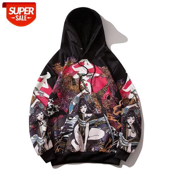 

men women color block thin pullover 2020 ukiyoe print hip hop streetwear hoodie oversize cotton harajuku hoodie swatshirt autumn #eh2z, Black
