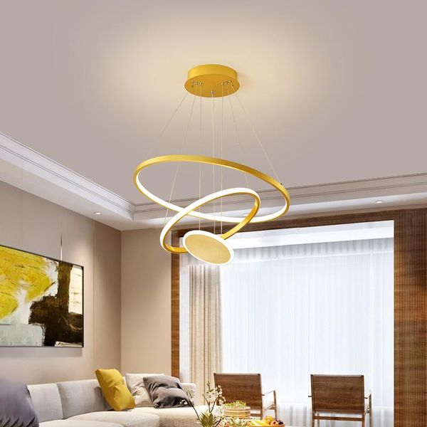 

pendant lamps nordic golden ring lights modern creative personality round hanging lamp dining living room bedroom decorate lighting