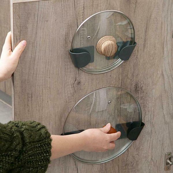 

storage boxes & bins 2pcs rack pot lid kitchen cookware organizer holder wall mount cabinet hanging