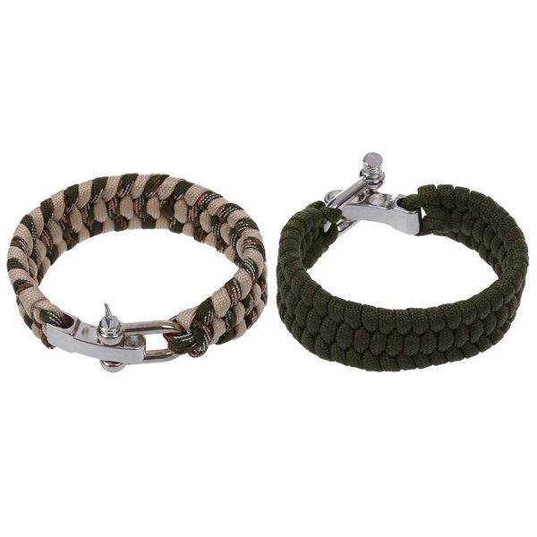 

outdoor gadgets 2 pcs 7 strand cord buckle , green with khaki
