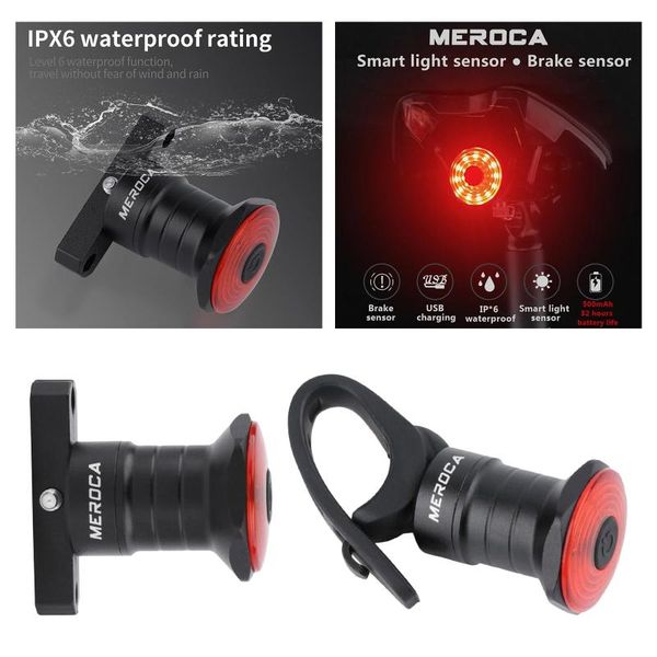 

bike tail light, ultra bright rear led light usb rechargeable auto on/off brake sensing ipx6 waterproof taillights