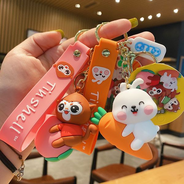 

2021 fashion keychain cartoon cute girl greedy ghost key chain pendant, Silver