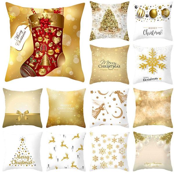 

gold pillow case black and white golden painted pillowcase decorative christmas cushion cover for sofa case pillows