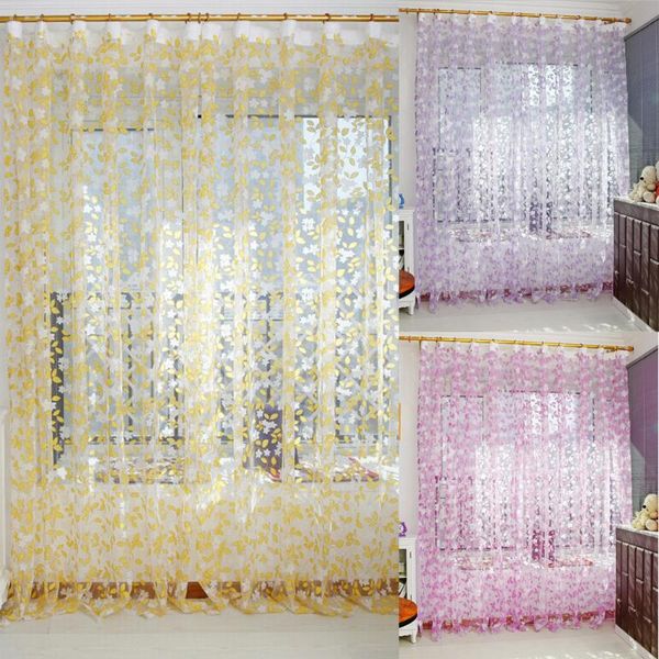 

chic leaf type tulle door window curtain rural leaf design window curtain for children room living room