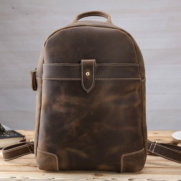 

backpack simple black men genuine leather business bags for lapmale shool teenager boys