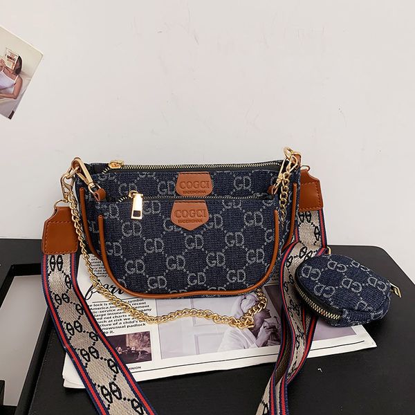 

luxury handbags red three in one mahjong new fashion atmosphere chain armpit bag foreign letter one shoulder messenger bag