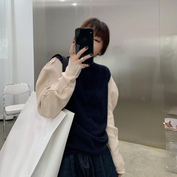 

women's sweaters high 2021fw autumn quality women patchwork fashion wool sweater jumper for ladies ddxgz2, White;black