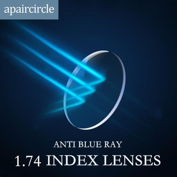 

sunglasses frames apaircircle 1.74 ultra thin index anti blue ray prescription lens cr-39 resin aspheric clear glasses myopia hyperopia, Silver