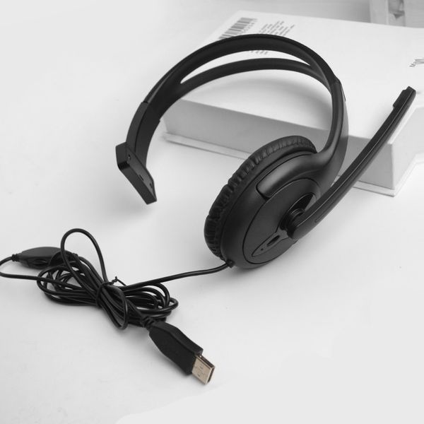 Новые наушники Mono Наушники USB Call Center Компьютерная гарнитура с микрофоном